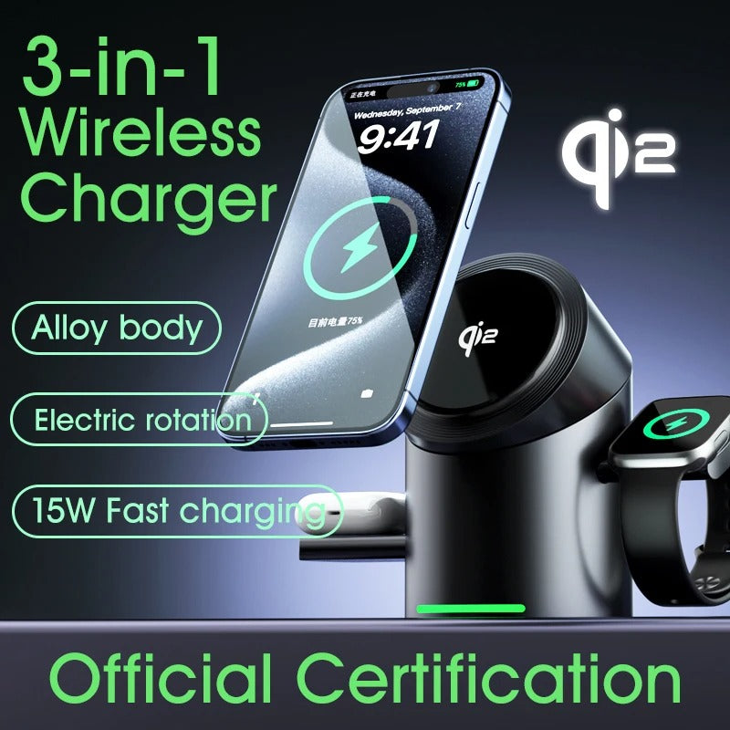Qi2 3-IN-1 Wireless Charging Station