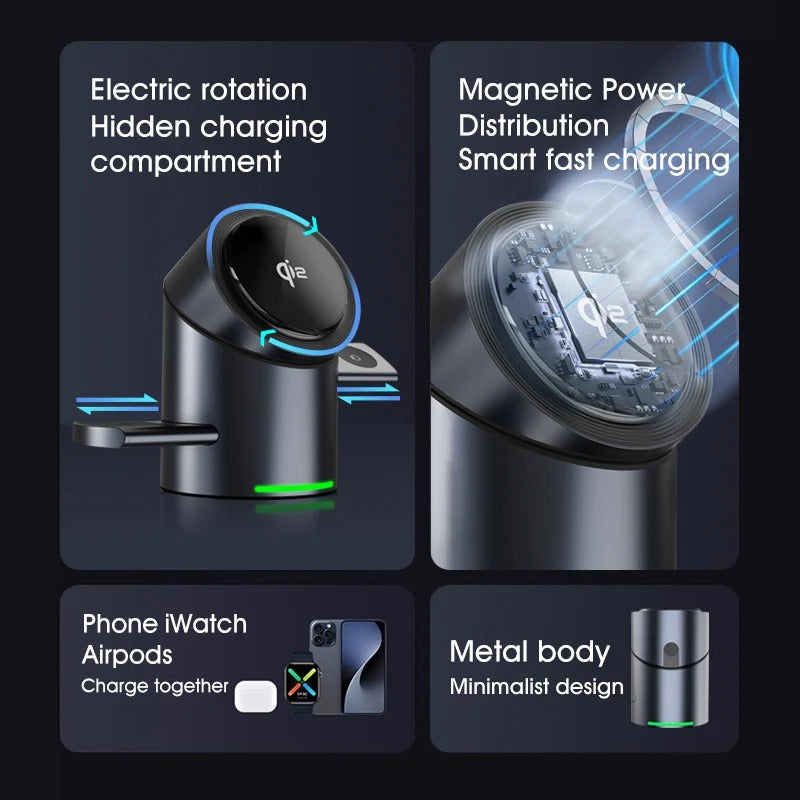 Qi2 3-IN-1 Wireless Charging Station